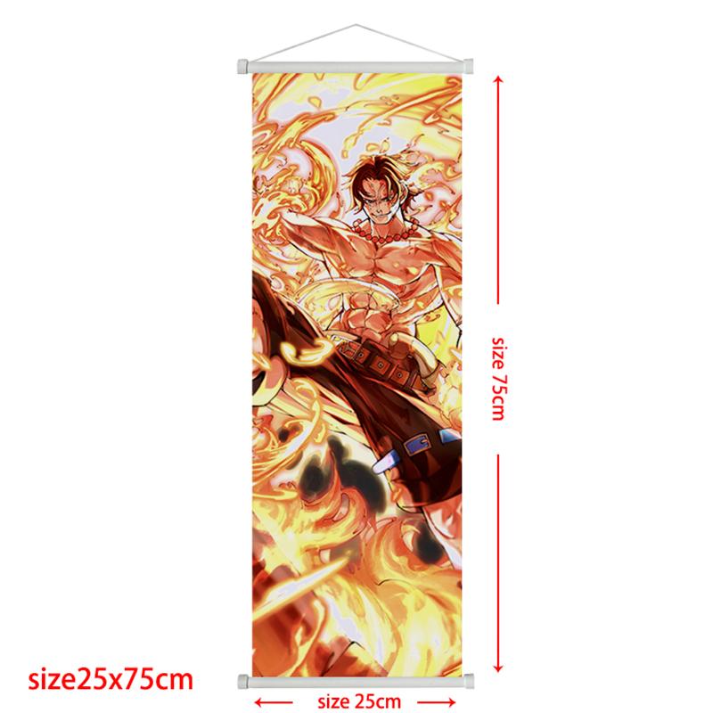 Anime One Piece Scroll Canvas Painting Zoro Sanji Luffy Home Decor Wall Hanging Ace Nami Hancock Poster Wall Art Room Decor
