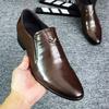 Men's formal pointed leather shoes men's, glossy patent leather foot cover genuine leather men's shoes