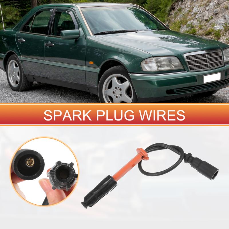 UXCELL 4pcs Car Spark Plug Coil Wires Ignition Coil Harness Cable 7mm Fit for Mercedes-Benz C220 W202 L4 2.2L 1994-1996