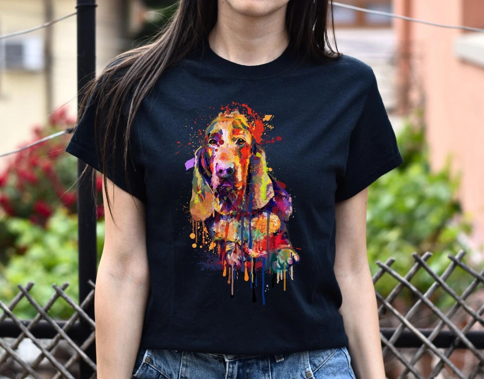 Watercolor Art Basset Hound dog Unisex shirt S-2XL black navy dark heather S