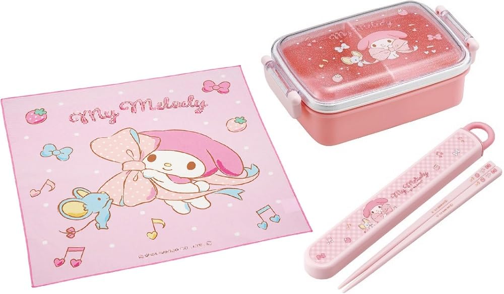 Skater My Melody 25 Big Ribbon Antibacterial Dishwasher Safe Soft Lid Tight Lunch Square Case Lunch My Melody Lunch Box Set Box, Shape, 450ml,