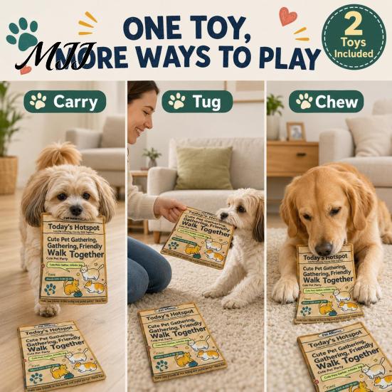 Soft Yet Strong Chew Toys for Pets Crinkle Newspaper Dog Toy, Oxford Fabric Washable Toy with Durable Puppy Daily Training Paper, Portable