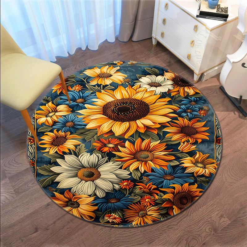 Rose Garden Elegance Round Rug Home Soft Decorative Anti Slip Yoga Table And Chair Mat Carpet Outdoor Floor Mat Carpet S5