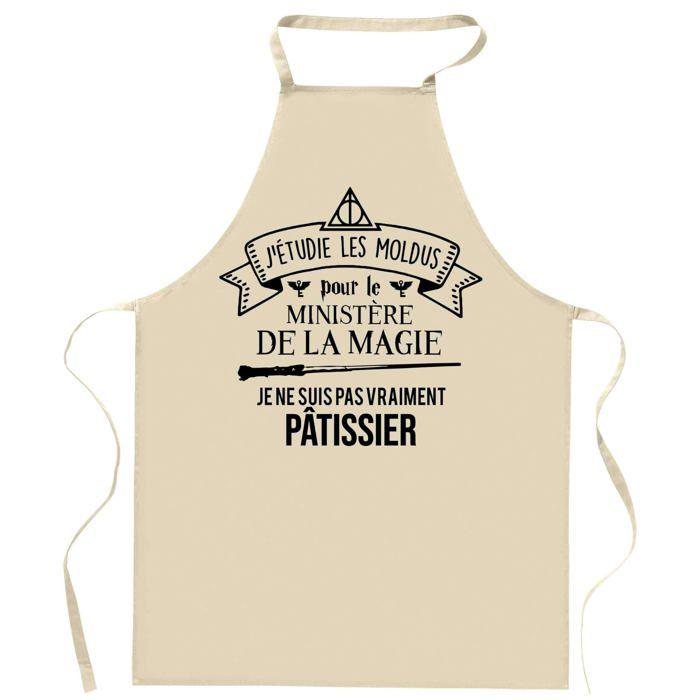 Tablier de cuisine - Tablier pâtissier - Motif Ministère de la Magie - Coton - Impression durable (France)