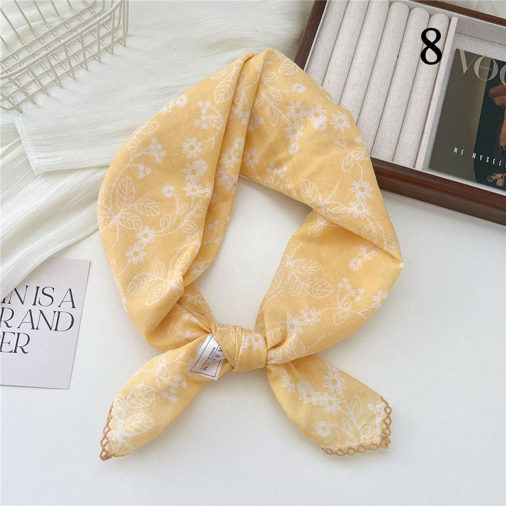 French Cotton Linen Square Hair Scarf Women Girls Spring Summer Korea Hair Band Sweet Scarf Kerchief Girl Headscarf Headdress