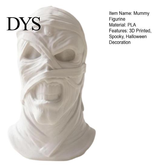 Dark Style Desktop Decor 3D Printed Mummy Figurine, Spooky Evil Head Statue, Halloween Portable Statue Ornament for Home, Living Room, Office