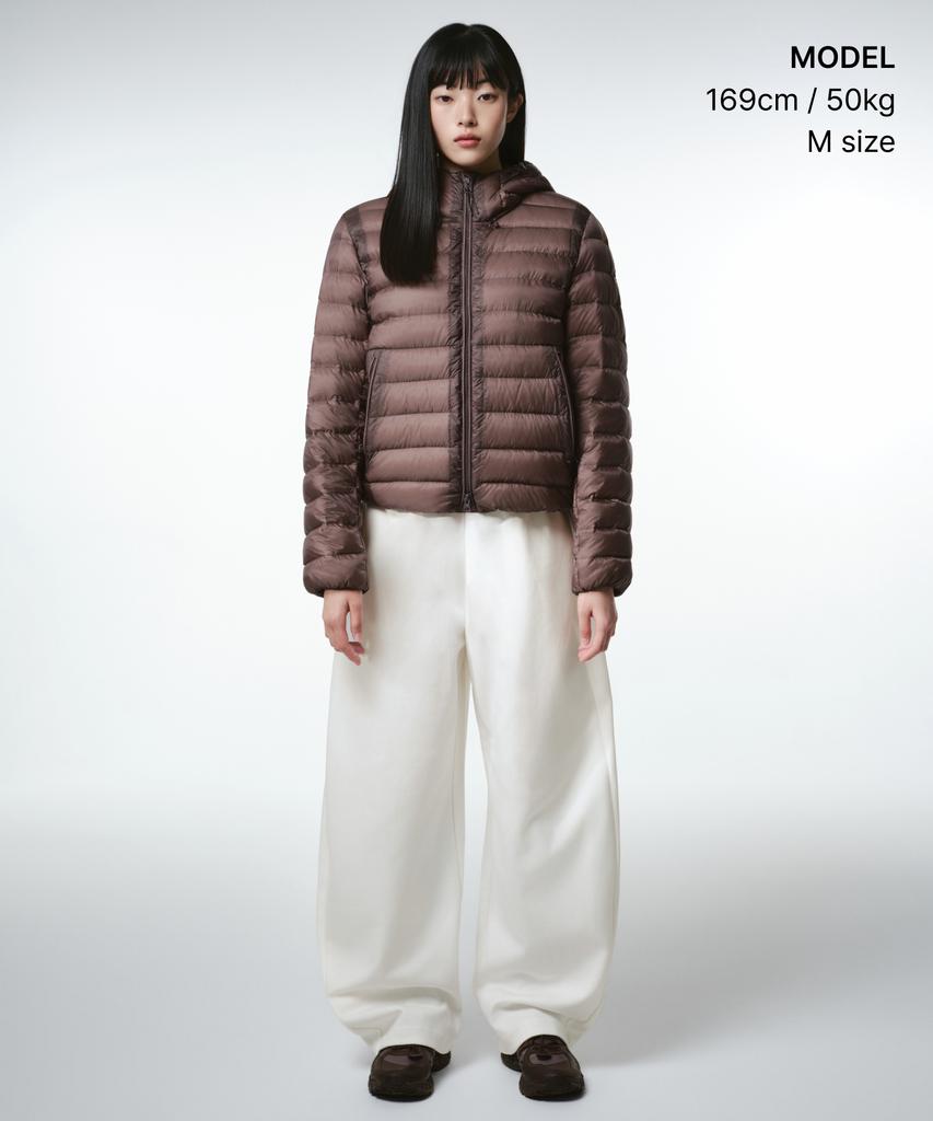 Musinsa Standard Woman [City Leisure] Women'S Sheer Hooded Light Down Jacket [Red Bean]