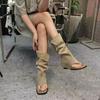 Fashion Spring Autumn Clip Toe Sandals Summer Fashion Trend Internal Elevation Trouser Legs Boots Female Shoes