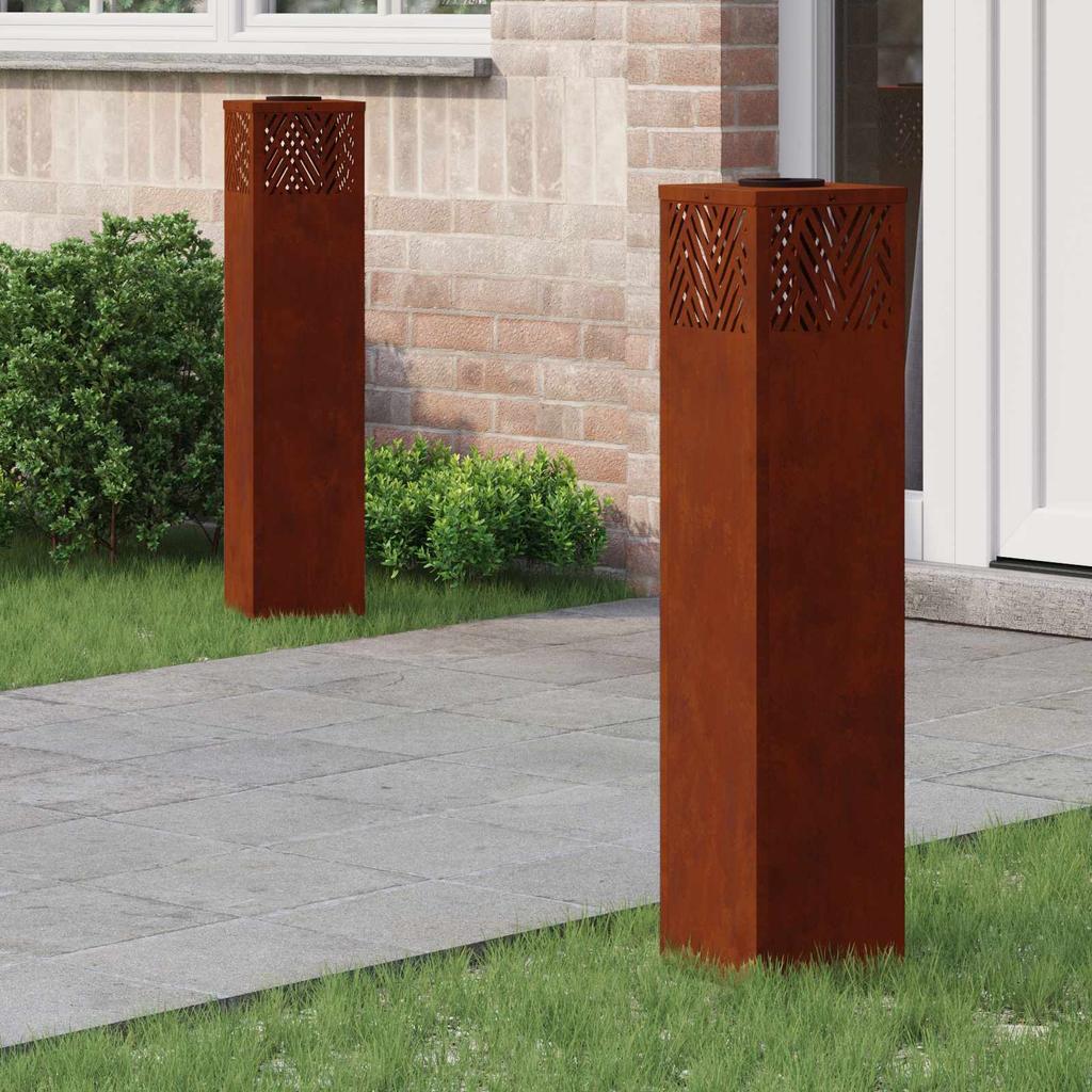 Solar LED Path Light 2 Pcs Bronze Weatherproof Steel