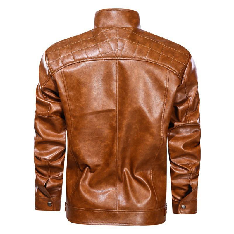 Giacca da Moto da Uomo in Ecopelle PU, Collezione Autunno/Inverno, Stile Europeo/Americano, Cappotto Casual da Esterno con Tasca per Ramen.