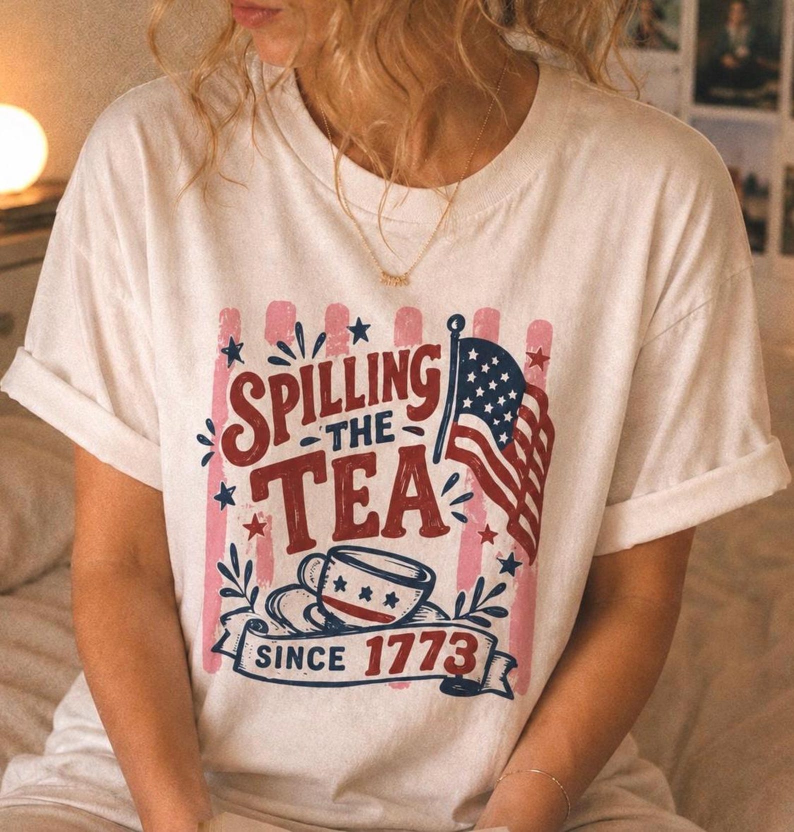 Spilling The Tea Since 1773 Shirt, Comfort Colors Patriotic USA Tee S