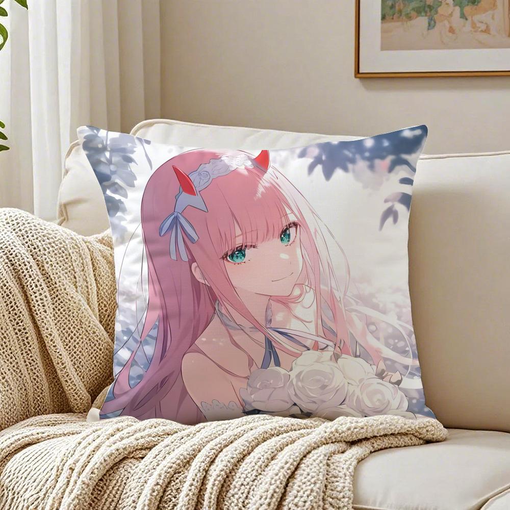 Anime Mecha 02 zero two DDARLING in the FFRANXX Cushion Cover Pillowcase Antidustmite living Room Sofa Decor Cushion Room