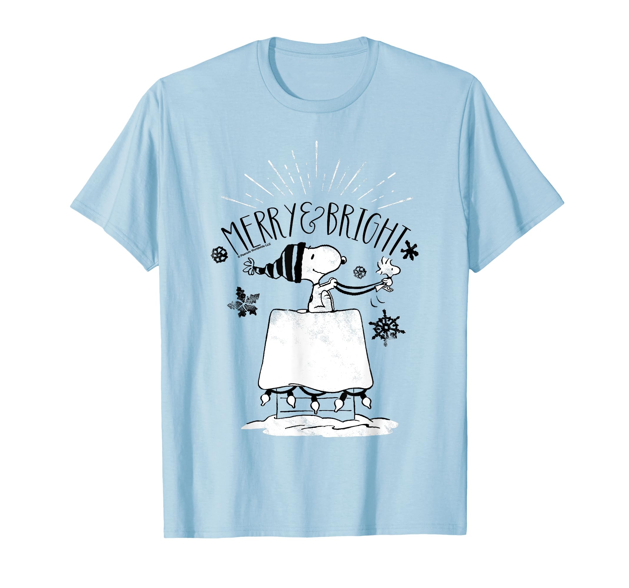 

Peanuts Christmas Snoopy and Woodstock Cheerful and Bright T-shirt