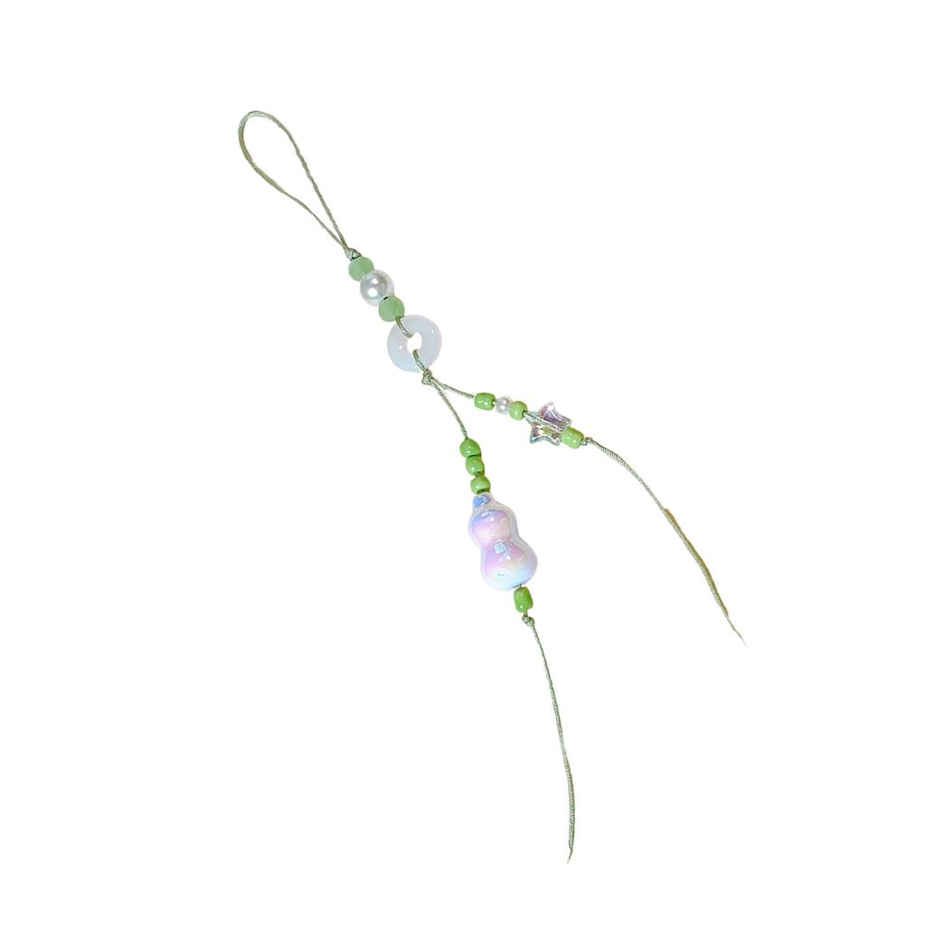 Handmade Lucky Gourd Charm Acrylic Bead Keychain for Phone Comfortable Braided Cord Key Chain Women Bag Decorations