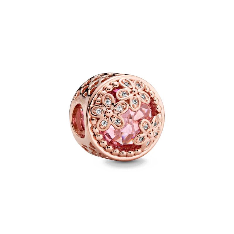 Rose Gold Series Heart-Shaped Beads Pendants Flower Clip Copper Appropriate For European Genuine Bracelets Do-It-Yourself Elegant Jewellery