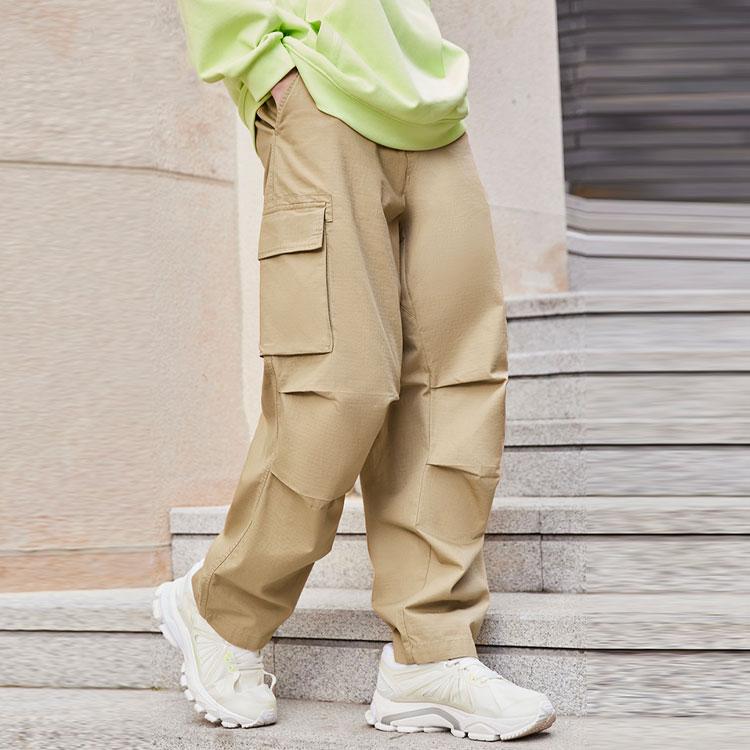 Li Ning CF Sport Fashion Series Solid Color Multi Pocket Straight Leg Casual Pants Men Pants AKXS407-2