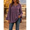 Women S Casual Loose V Neck Long Sleeve Blouse With Lace Trim