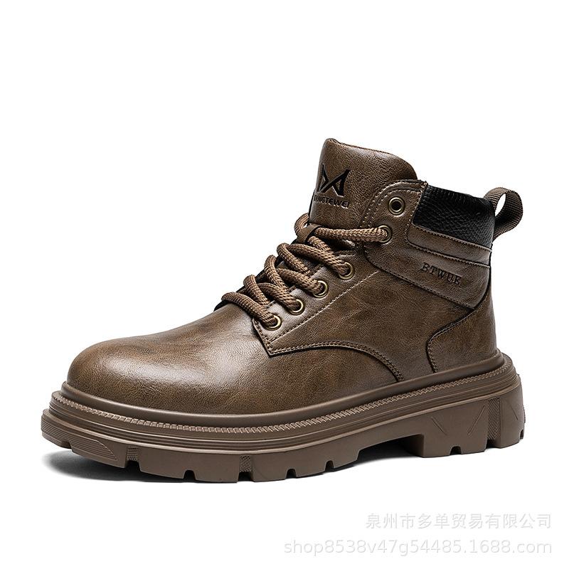 Martin boots new autumn and winter British high-top lace-free casual sports retro leather shoes