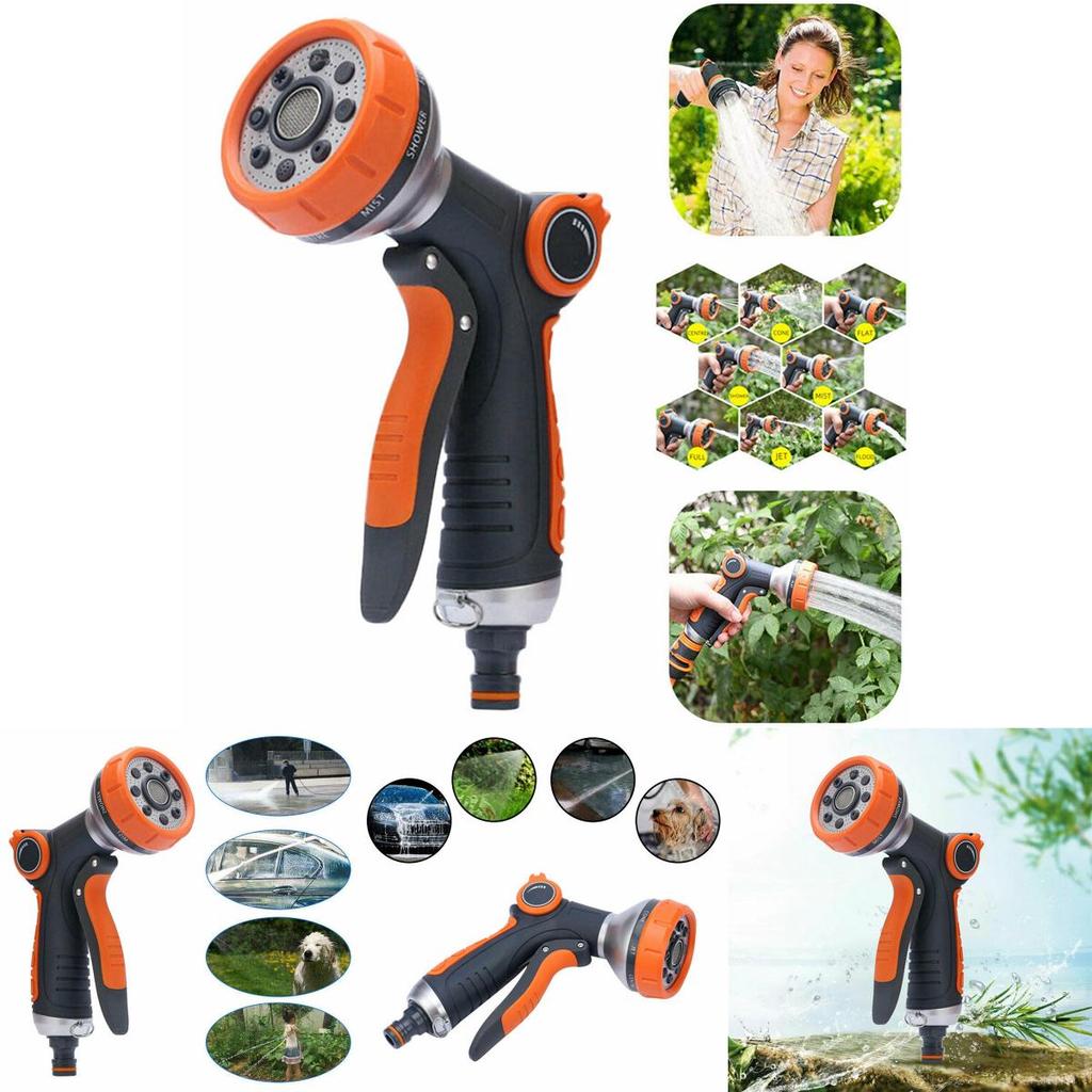 Langlebiger 8-Funktionen-Sprühpistolenkopf mit komfortablem Griff für Bewässerung und Reinigung im Freien
