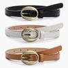 Retro Narrow Pu Leather Belt For Women Slim Waist Accessory With Alloy Buckle For Chic Outfits