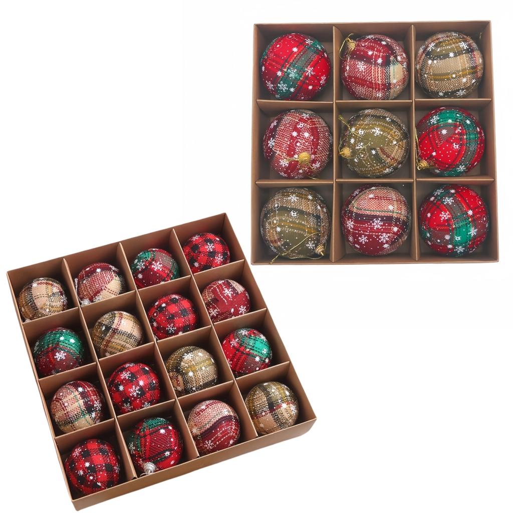 Festive Hanging Balls Plaid Christmas Ornaments Christmas Party Colorful Pattern Design Easy To Hang Exquisite Craftsmanship
