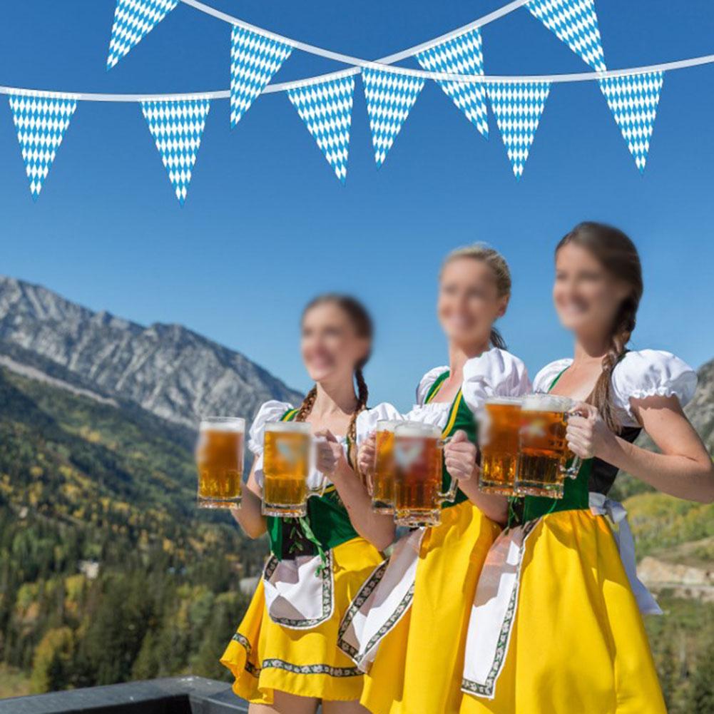 10m Bavarian Oktoberfest Banner for Party Decor Waterproof PE Bunting Perfect for Garden Porch and Event Decorations