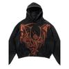 ZYLLO Punk Style Skull Washed Long Sleeve Pullover Hoodie Hip Hop Retro Street Loose Oversized Sweatshirt Harajuku Gothic Top