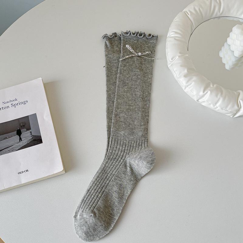 Girls Stacking Socks Women Lazy Sweet Bow Stockings Summer Thin Mary Jane Shoes Calf Socks