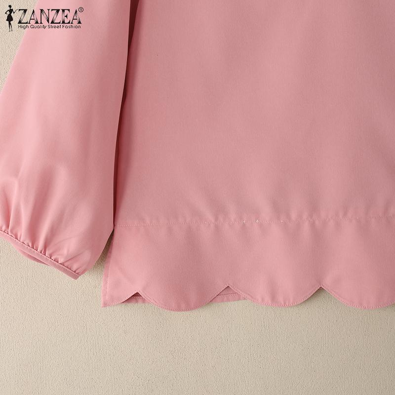ZANZEA Women Casual V-Neck Solid Color Loose 3/4 Sleeve Blouse