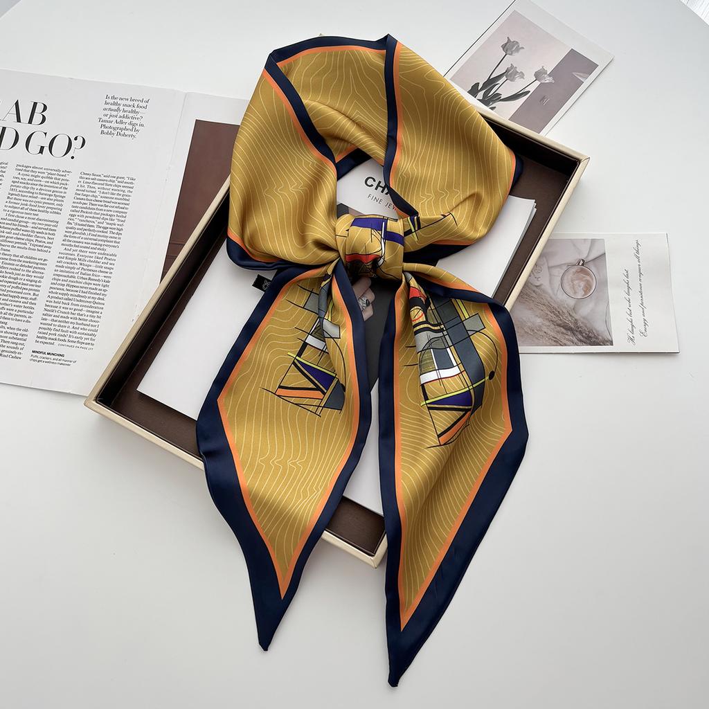 Luxury Print Scarf Skinny Ribbon Hairbands Women Neck Kerchief Foulard Hair Bands Scarves Bag Handle Ribbon 145*14Cm