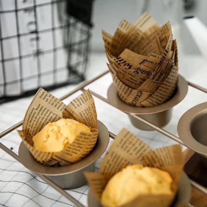 50 Pcs Retro Newspaper Style Baking Cups Cupcake Liners For Wedding Birthday Party Bakeware Paper Cups