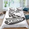 Ski Sports Duvet Cover Set Full Size Winter Sports Skiing Bedding Sets Snow Mountain Landscape Comforter Cover for Boys Girls369