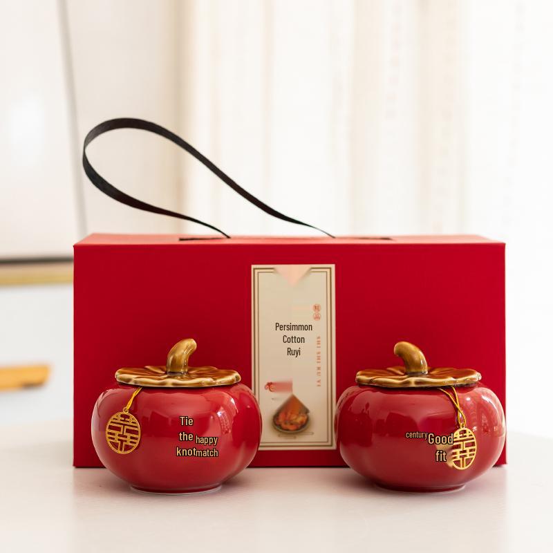 Keramik Kaki Bonbonglas Set - Hochzeits-, Verlobungs- oder Einzugsgeschenk