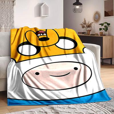 1pc Adventure Time Finn Flannel Blanket, Soft Skin Friendly with Digital Printing, Various Sizes Available for Family, Friends, Birthday