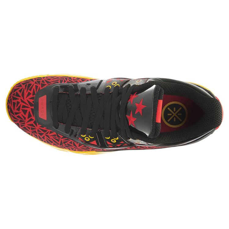 Li Ning WOW 4 Basketball Shoes Unisex Mid Top Red/Black/Yellow ABAL037-21