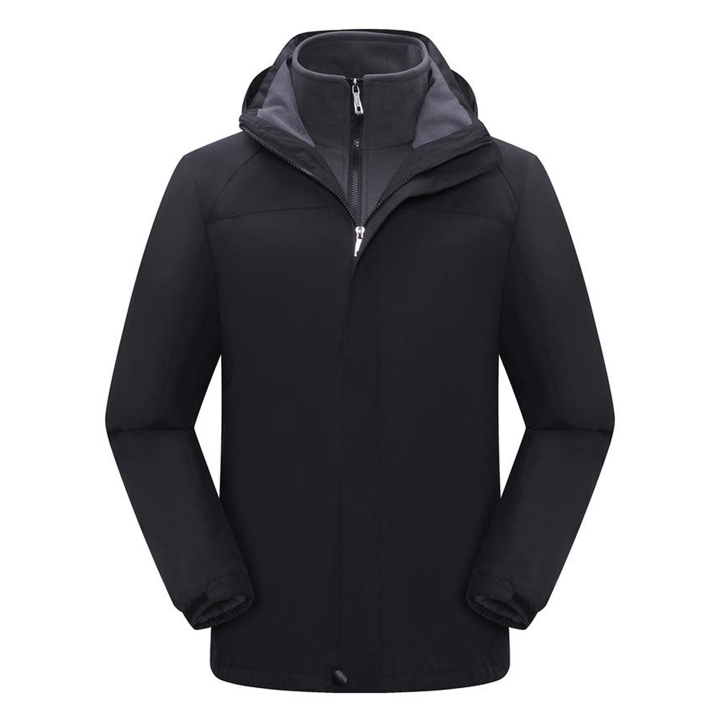 Unisex Windproof 3-in-1 Ski & Mountaineering Jacket with Detachable Hood and Custom Logo XL