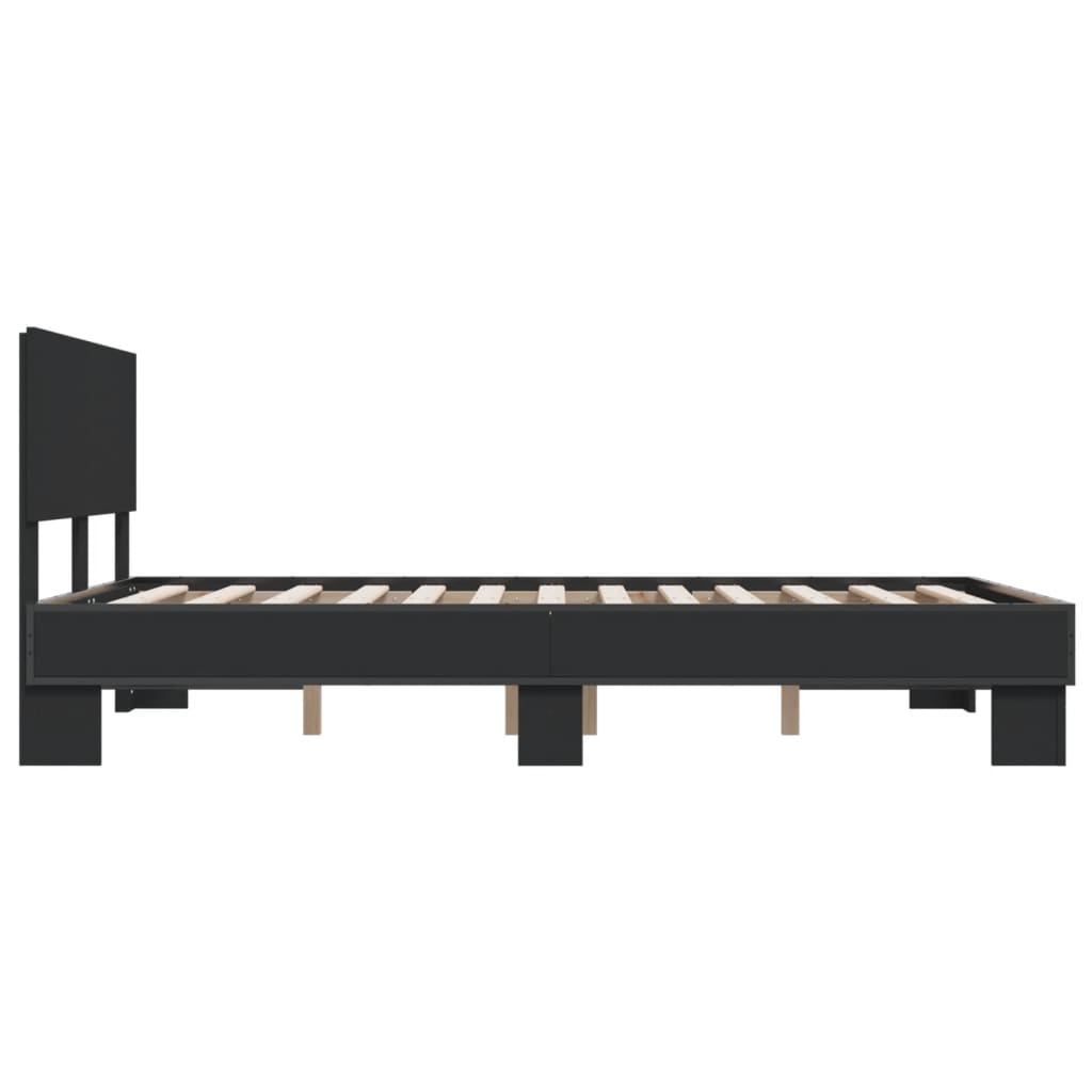 Bed Frame Black 140 x 190 cm Particleboard and Metal