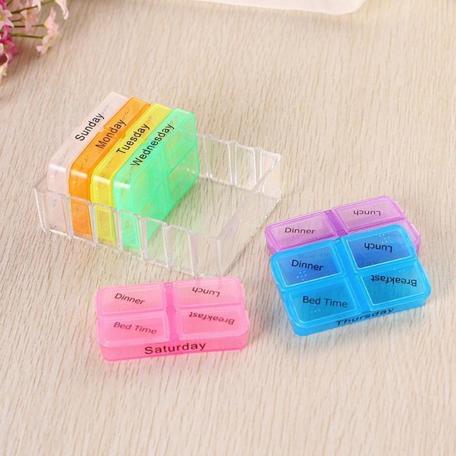 English Color Small Medicine Box Portable One Week Sealed Medicine Box 7-layer Folding Small Medicine Box Portable Medicine Box
