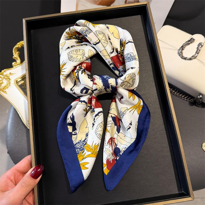 New Luxury Silk Square Scarf Women Neck Summer Beach Hair Bandana Headkerchief Shawl Wrap Hijab Echarpe