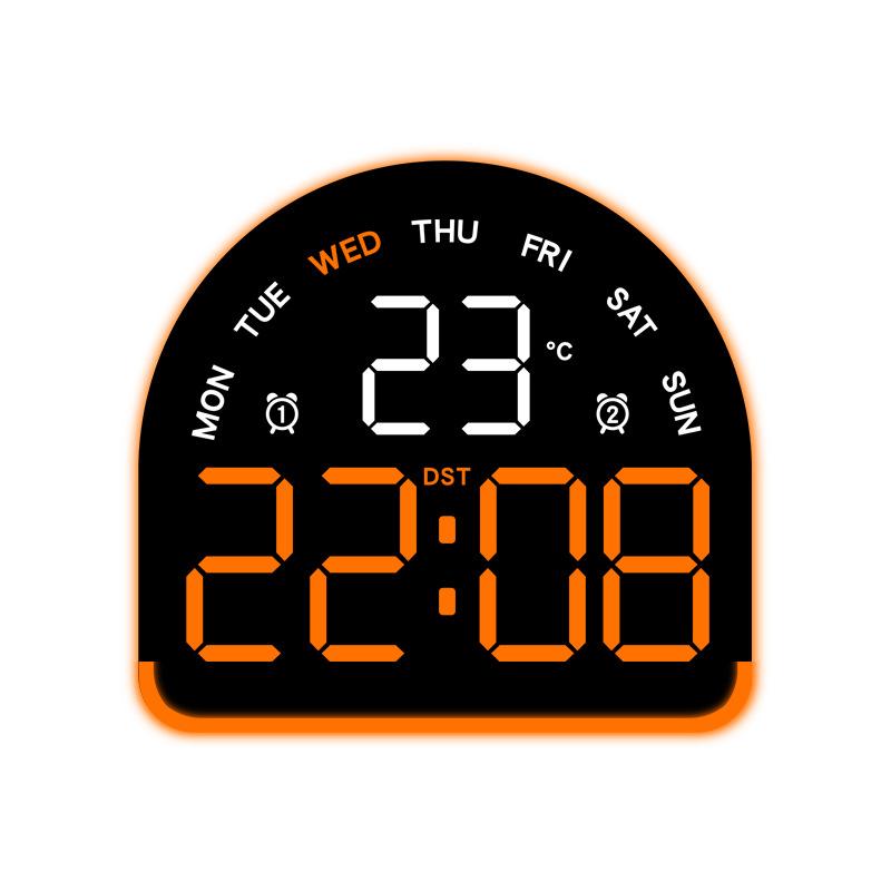 USB Powered Digital Alarm Clock with Mood Light TEMP Date Week 3-level Brightness Table Clock Auto Dimmable 12/24H LED Clock