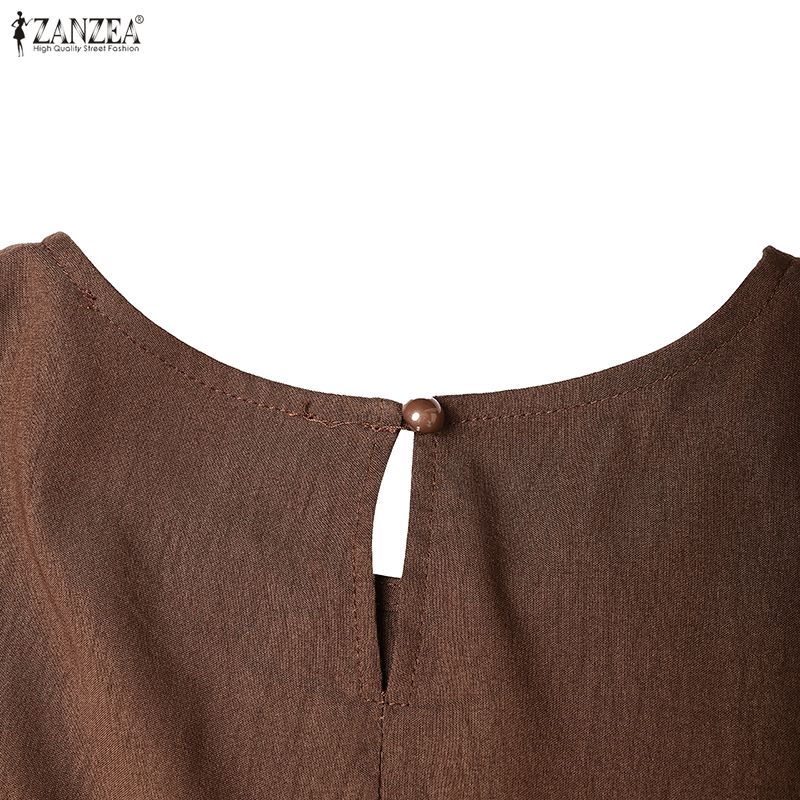 ZANZEA Kadın Kısa Kollu Bluz ve Pantolon Günlük İki Parça Takım Setleri