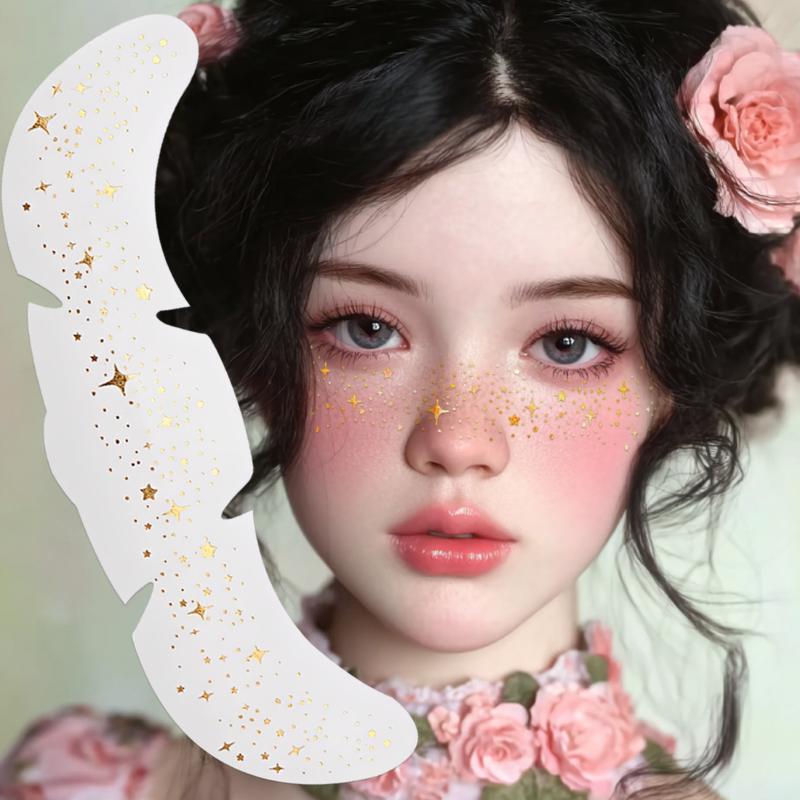 1 Sheet Glitter Freckles Holographic Stickers Waterproof Heart Freckle Temporary Tattoo Stickers Face Makeup