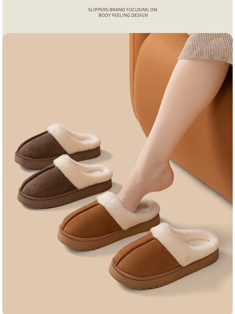 Luxurious Cotton Slippers for Couples - Non-Slip, Thick Sole, Warm & Fluffy for Autumn/Winter Indoors