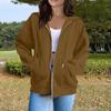 Women's Fashion Casual Long Sleeve Solid Color Hooded Sweatshirt Tops