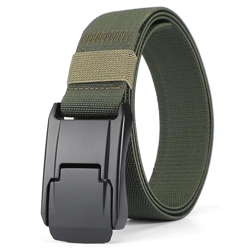 Nouvelle ceinture extensible pour hommes et femmes, boucle à dégagement rapide, solide, en nylon véritable, unisexe, ceinture élastique pour salopette de travail 125cm vert