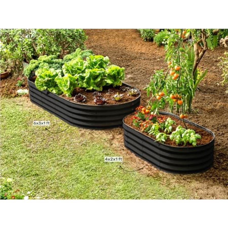 Galvanized Raised Garden Beds Outdoor 6×3×1 Ft 2-Pack Planter for Vegetables Flowers Large Metal Garden Box Patented Tool-Free