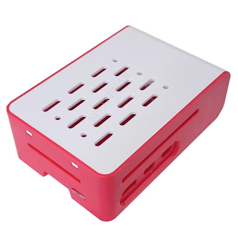 Red and White Protective Shell for Raspberry Pi 5, Compatible with Official Pi5 Active Cooler Fan.