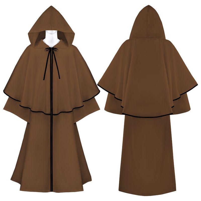 Medieval Hooded Big Cloak Long Sleeves Cloak Halloween Performance Costume Robe Wizard Death Cos Clothing.