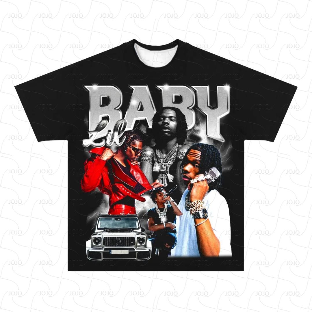 

Чоловіча ретро-футболка з графічним принтом репера Lil Baby, хіп-хоп одяг Y2k, унісекс, модна, оверсайз, гангстерський топ з гетто, подарунок для фаната S