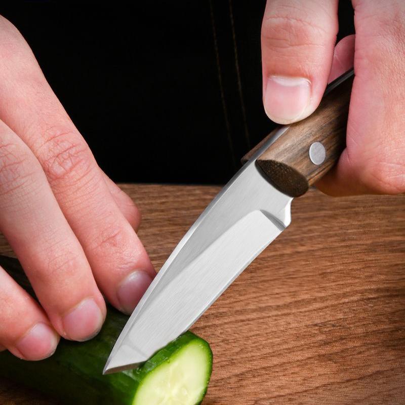 Nerezový nůž na ovoce s pouzdrem Kuchyňský nůž na zeleninu Dřevěná rukojeť Loupací nůž Venkovní přenosný kemping